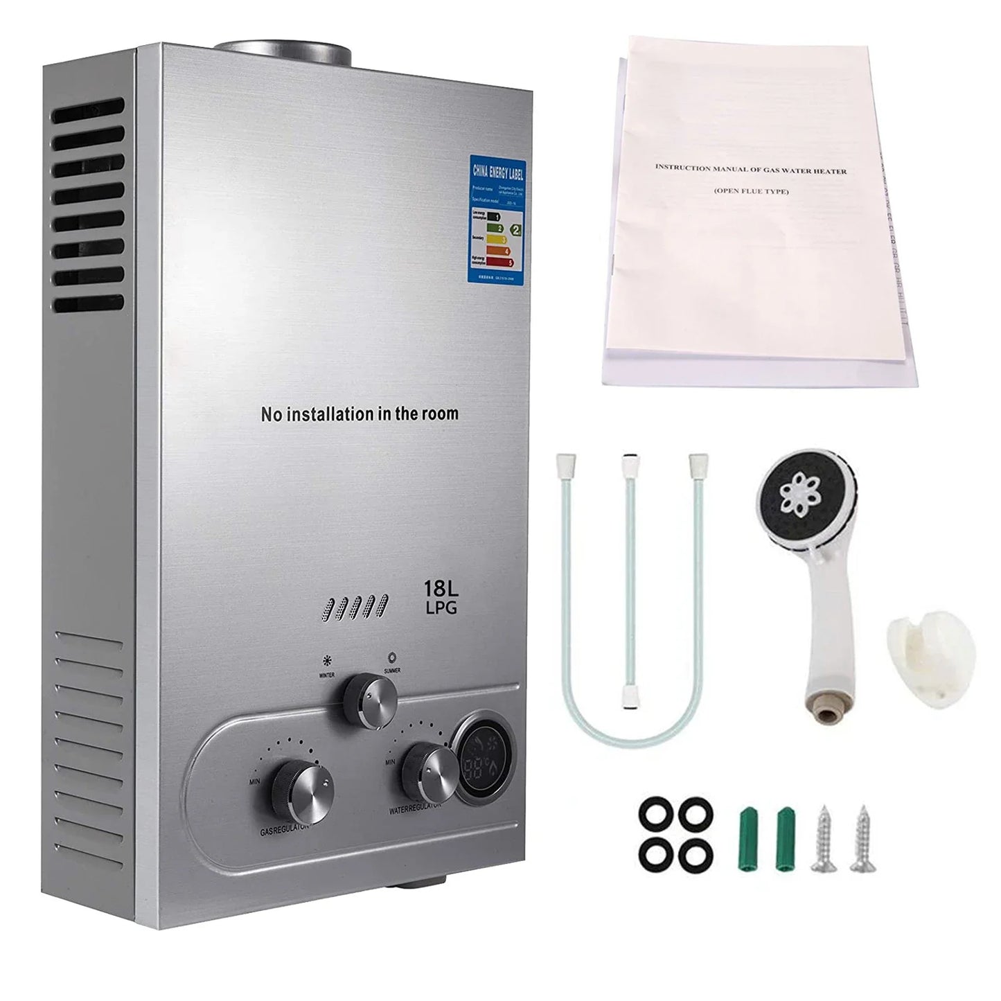 VEVOR LPG Gas Water Heater | Instant Tankless | 6L–18L | CE Certified | EU
