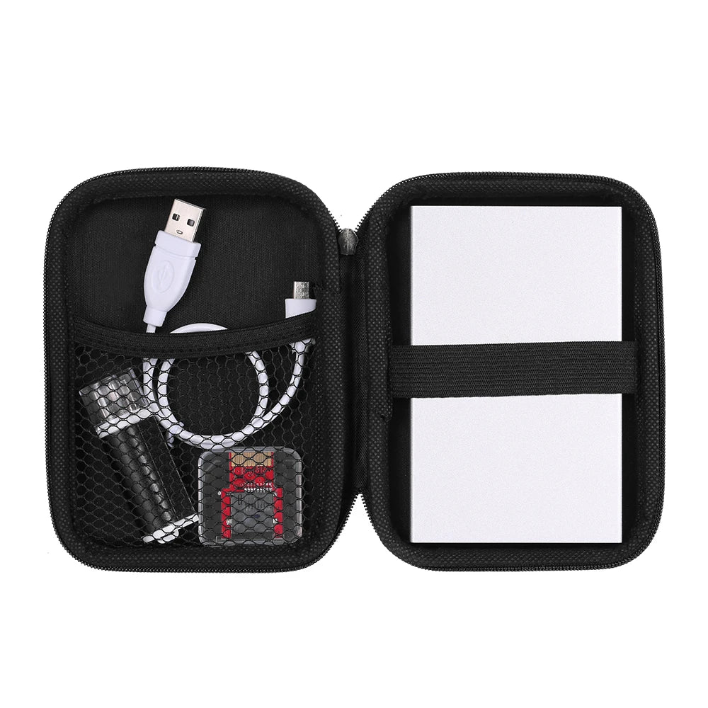 EVA shockproof hard drive carrying case for 2.5-inch HDD, protective pouch with R.E.D. Shopping branding for electronics storage.