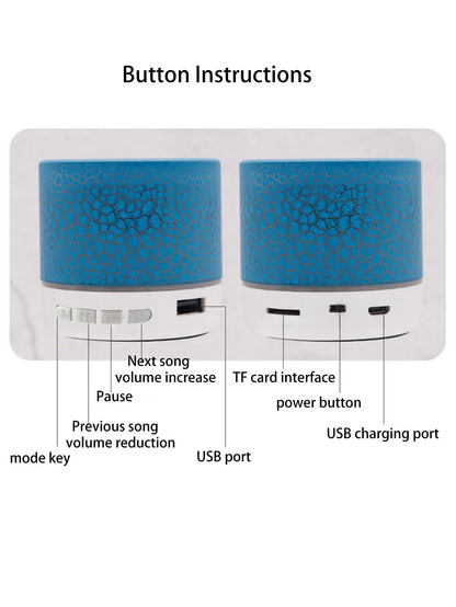Wireless Mini Subwoofer Speaker with 7-Colour LED Light - Portable Bluetooth Speaker