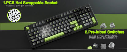 AULA F99 Pro 96% Gaming Keyboard – Tri-Mode BT5.0/2.4GHz/USB-C, Hot-Swap, 8000mAh, RGB