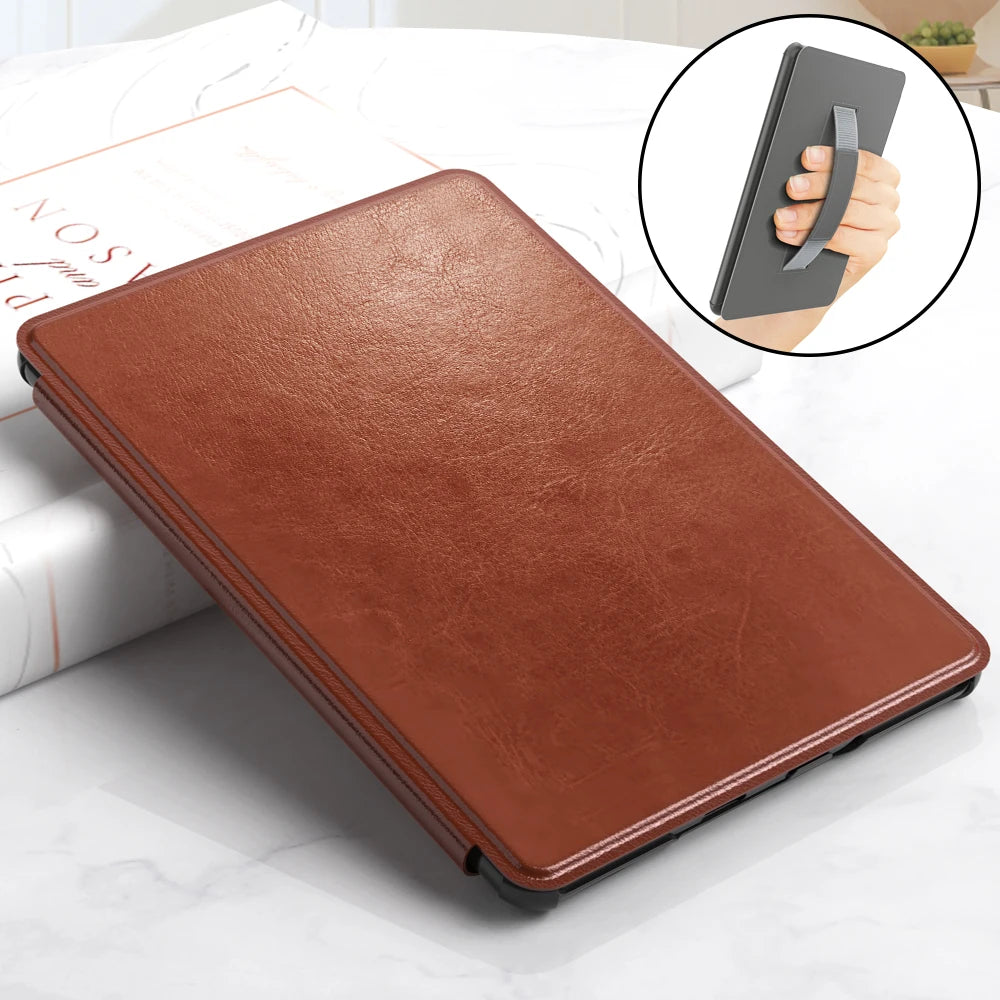 Kindle Paperwhite 12th Generation 2024 Case – Leather, Auto Sleep, Hand Strap