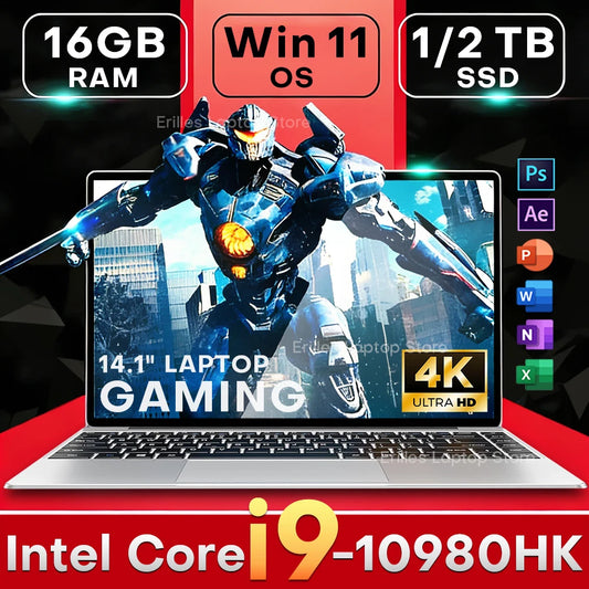 2026 Ultra Slim Gaming Laptop 14.1" – Intel Core i9 10980HK, 16GB RAM, up to 2TB SSD, 4K, Windows 11 Pro