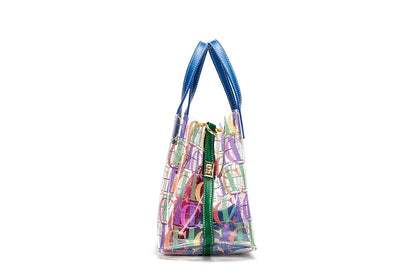 Transparent Letter Print Tote Bag - Large Capacity PVC Crossbody Shoulder Bag