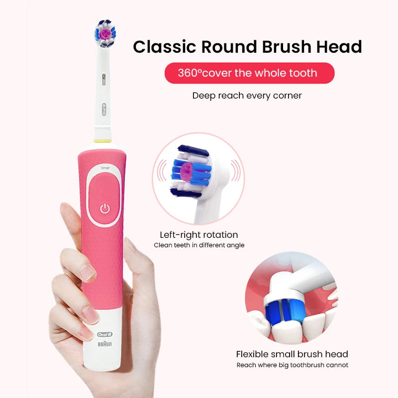 Oral-B D100 Vitality Electric Toothbrush – 2D Cleaning, 10000RPM, Timer, Inductive Charger