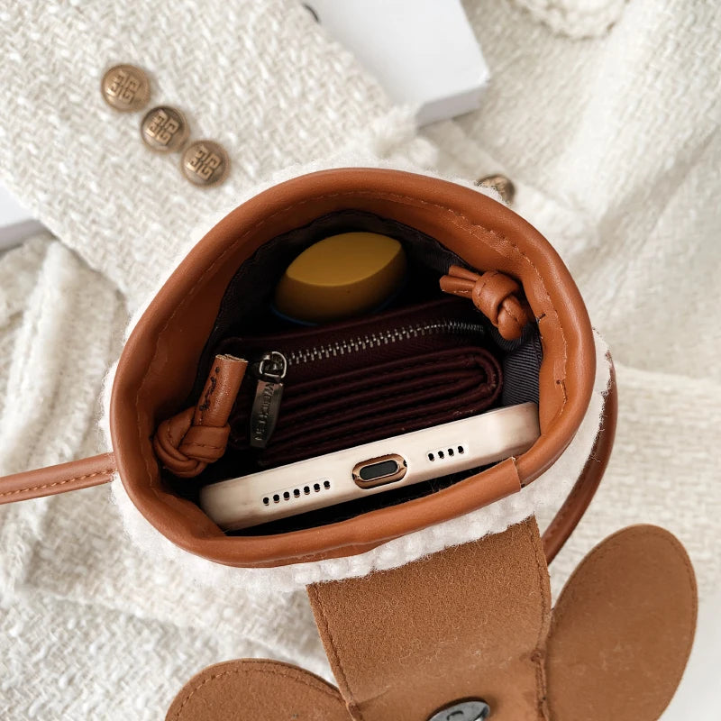 Corduroy Elephant Phone Bag – Luxury Bucket Shoulder Purse for Women