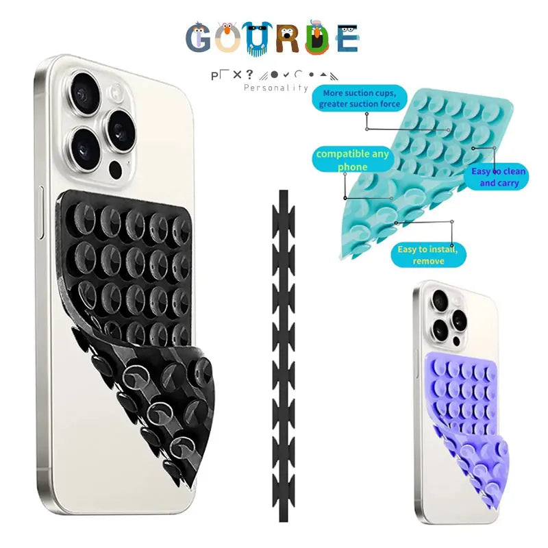 Silicone Suction Phone Case Mount – Reusable, Attaches to Any Surface, iPhone & Android
