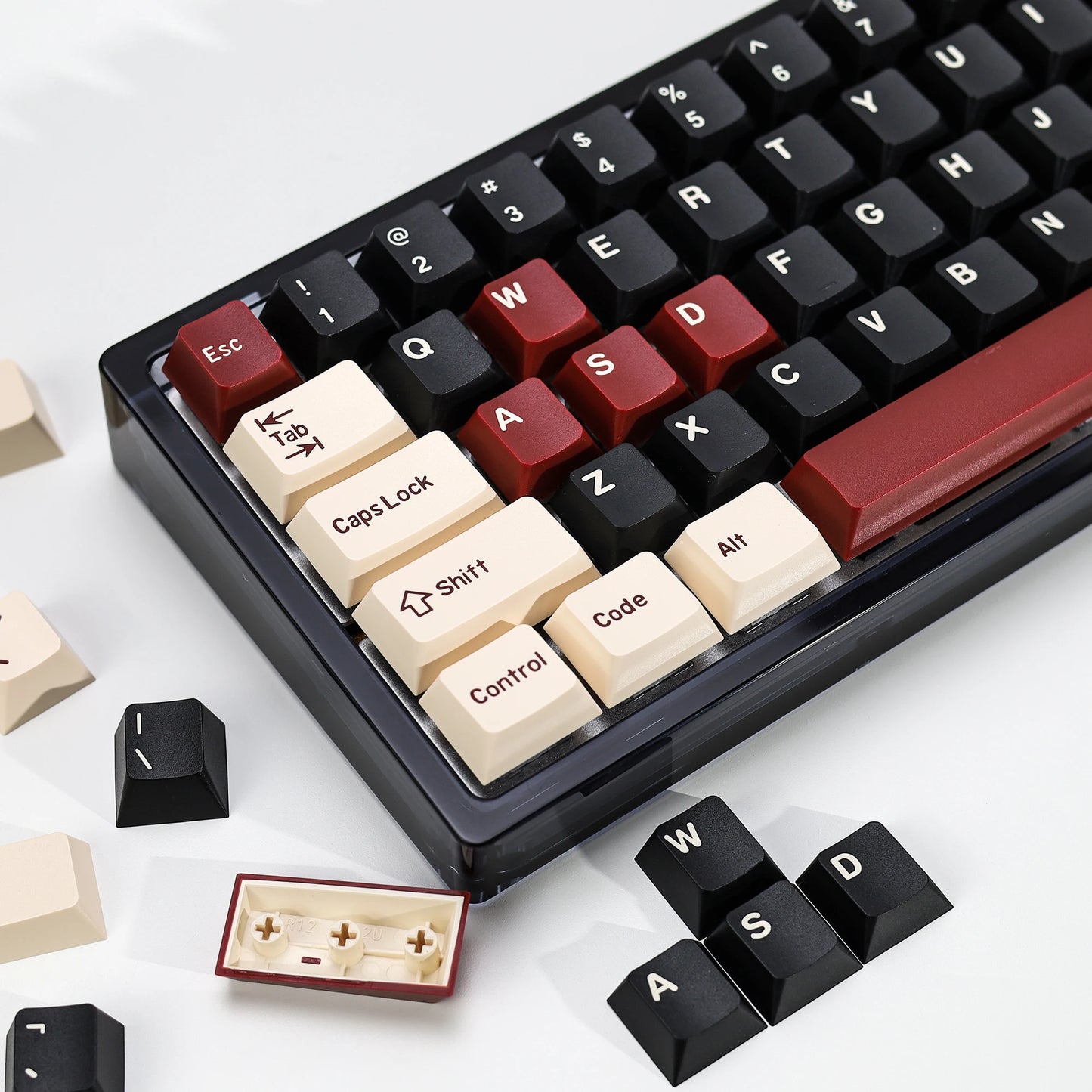 KBDiy Rome Set 174-Key Cherry Profile PBT Double Shot Keycaps – Jade Translucent for Mechanical Keyboards