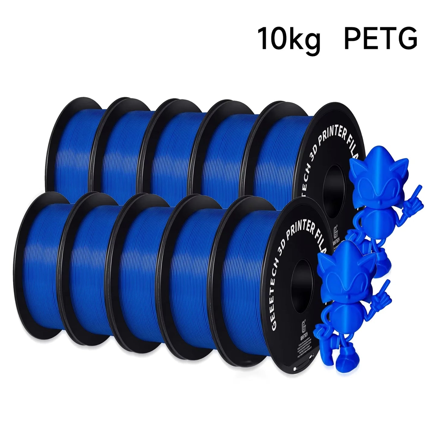 Geeetech PETG Filament – 10 Rolls x 1KG, 1.75mm, Vacuum Packed, for FDM 3D Printers
