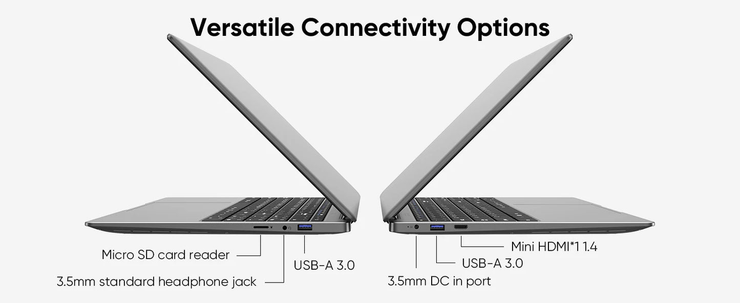 Z ZENAERO 15.6" Slim Laptop – Intel Celeron N4000, 8GB DDR3, 256GB SSD, FHD, Windows 11