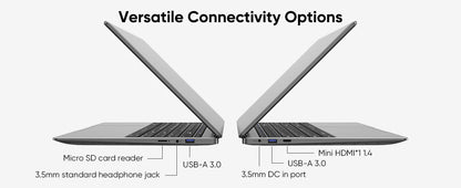 Z ZENAERO 15.6" Slim Laptop – Intel Celeron N4000, 8GB DDR3, 256GB SSD, FHD, Windows 11