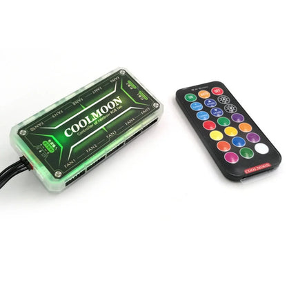 COOLMOON ARGB Fan Hub Controller – 12V 6-Pin, Remote Control, Silent