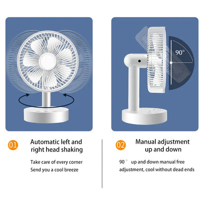 Kasydoff USB Desk Fan – 3600mAh Rechargeable, 4-Speed, 7-Blade Oscillating, Timer, Quiet Cooling Fan for Home & Office