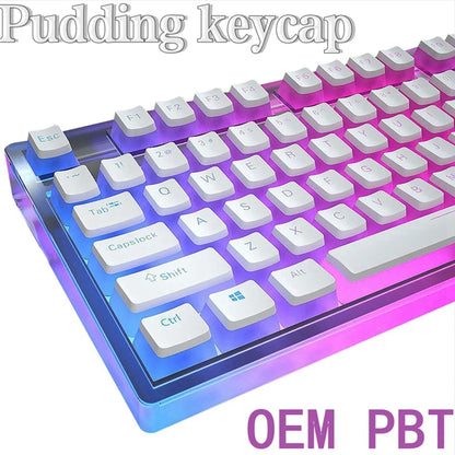 129-Key Pudding Keycaps – OEM Profile PBT, Transparent, MX Hot-Swap Compatible