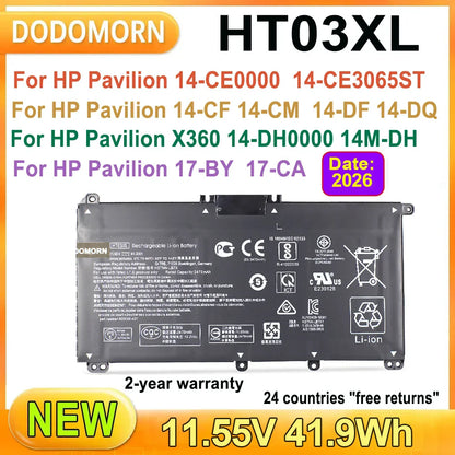 HT03XL HP Pavilion Laptop Battery 3470mAh — 15-DA/DB/DW/CS, 14-CE/CF/DF/DQ/DK, 17-BY/CA