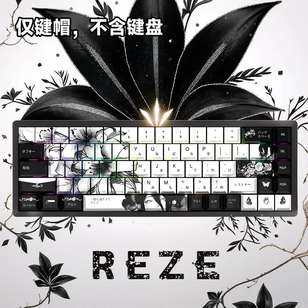 Chainsaw Man Anime Keycaps – PBT Dye-Sub, Cherry Profile, 74–140 Keys, for Mechanical Keyboard