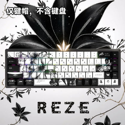 Chainsaw Man Anime Keycaps – PBT Dye-Sub, Cherry Profile, 74–140 Keys, for Mechanical Keyboard