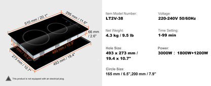 SucceBuy Built-in Induction Cooktop – 2/4/5 Burners, 12–30 inch Ceramic Glass