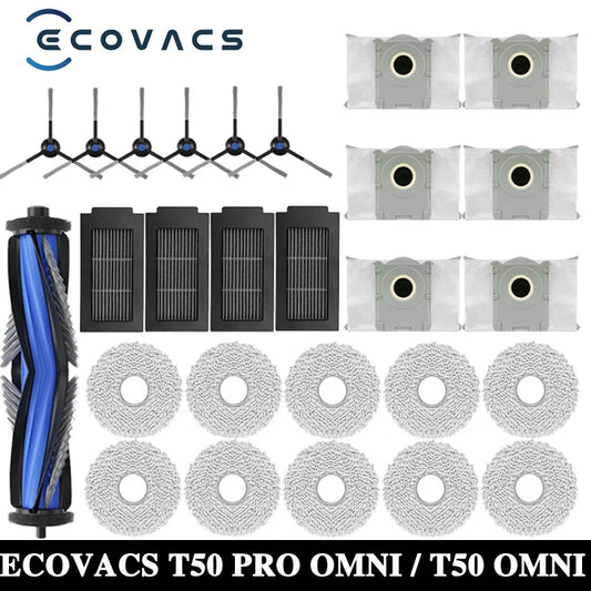 ECOVACS T50 PRO OMNI / T50 OMNI Robot Vacuum Spare Parts – Brush, Filter, Mop & Dust Bag