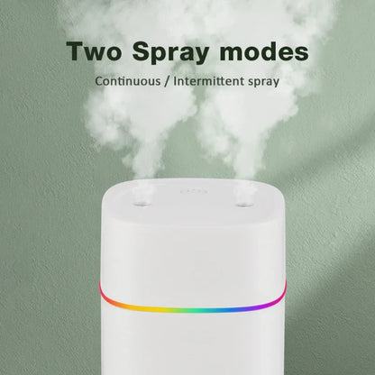 Air Humidifier Double Spray – Aromatherapy, Colorful LED, Heavy Fog, Mute
