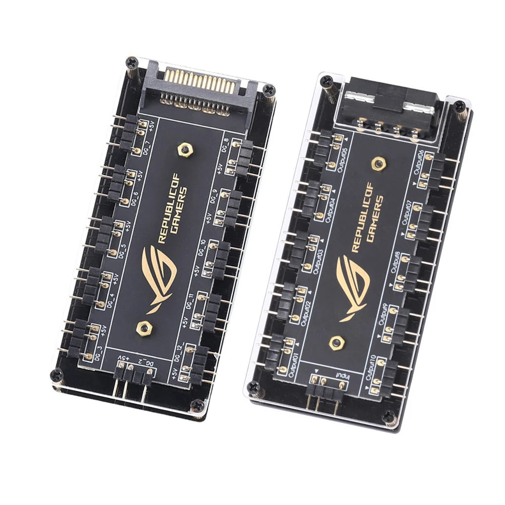 RGB & ARGB Fan Hub Cable Splitter – 4-Pin / SATA, Compatible with ASUS, MSI, GIGABYTE