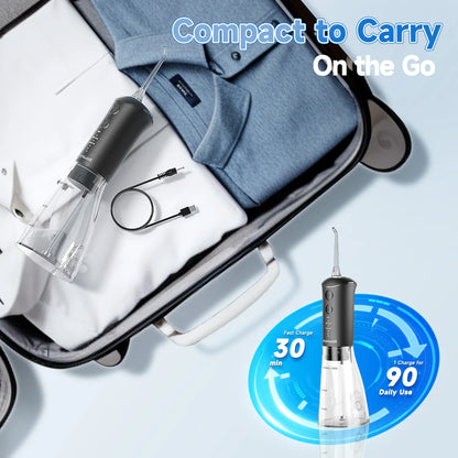 Electric Toothbrush & Water Flosser Combo – 3 Pressure Modes, 6 Jet Tips, 4 Brush Heads, 300ml Tank