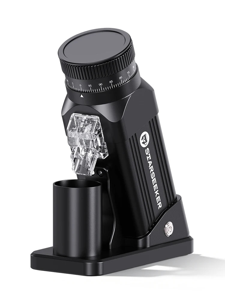 STARSEEKER E64 Electric Coffee Grinder – 64mm Titanium Flat Burr, Stepless Adjustment, EU Plug