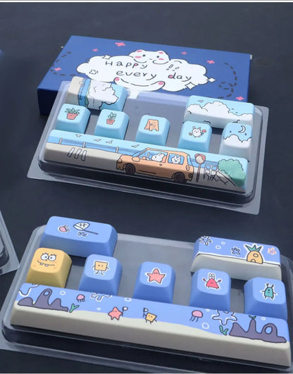 Cute Theme Keycaps 8-Piece Set – Cherry Profile, 5-Side Dye-Sub for Mechanical Keyboard