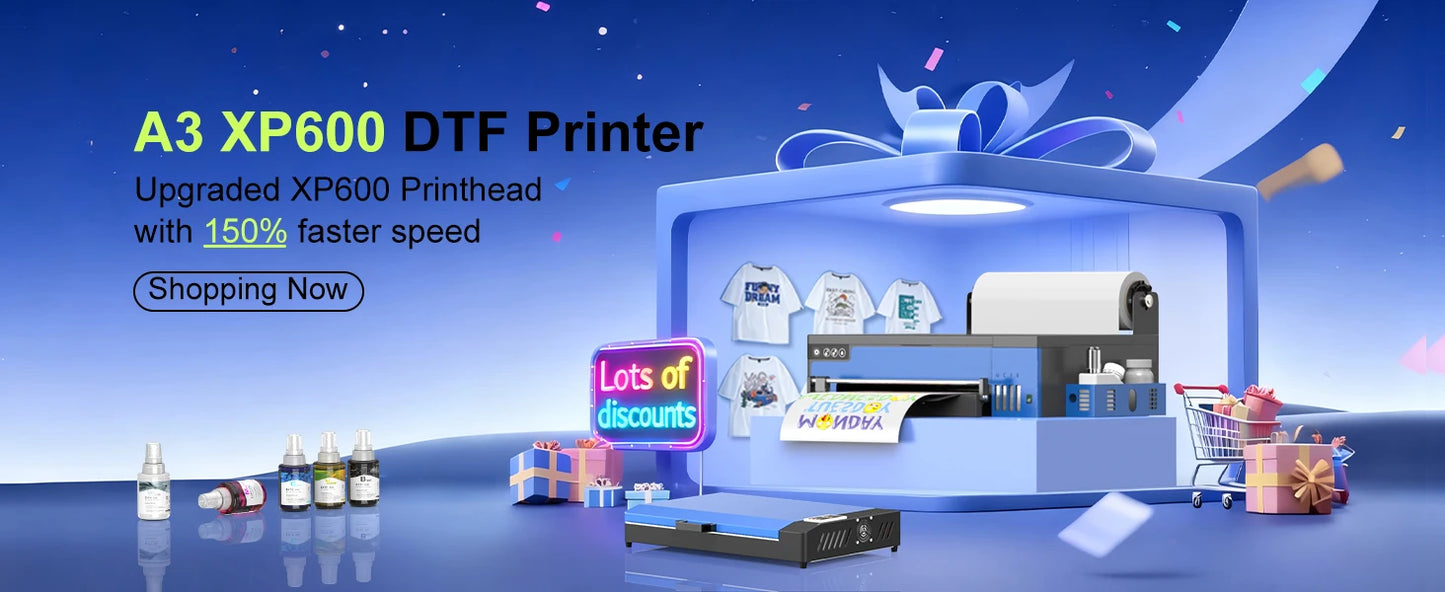 A3 XP600 DTF Printer with Roll Feeder – Direct to Film T-Shirt Printing Machine
