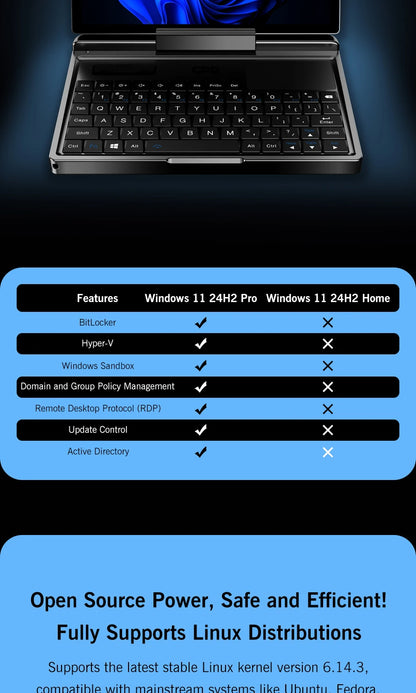 GPD MicroPC 2 – 7" Mini Laptop, Intel i3 N300, 16GB DDR5, 512GB SSD, Windows 11