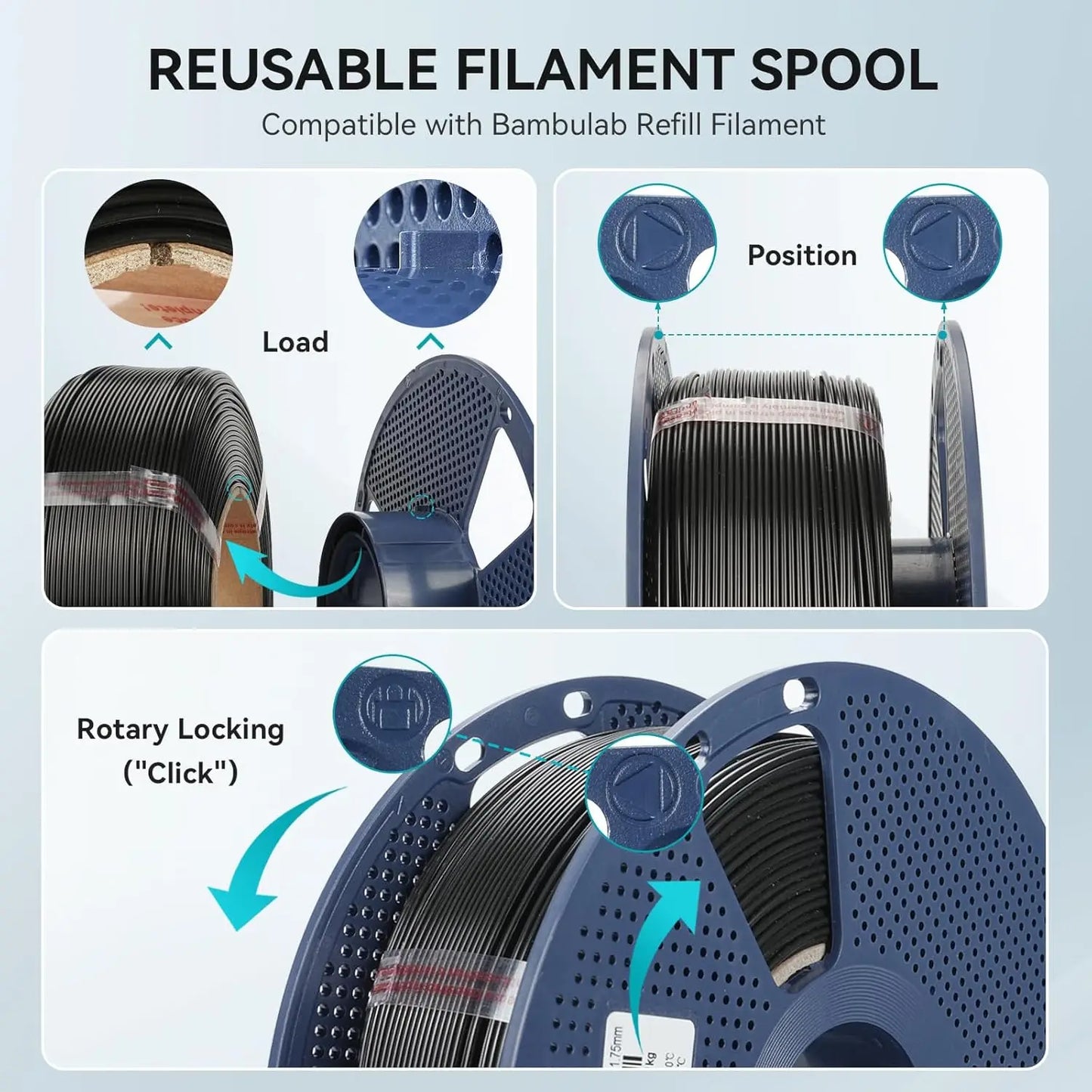 SUNLU 3D Printer Filament – 10 Rolls 1.75mm PLA / PETG / PLA+, 1KG Each, EU & US Warehouse