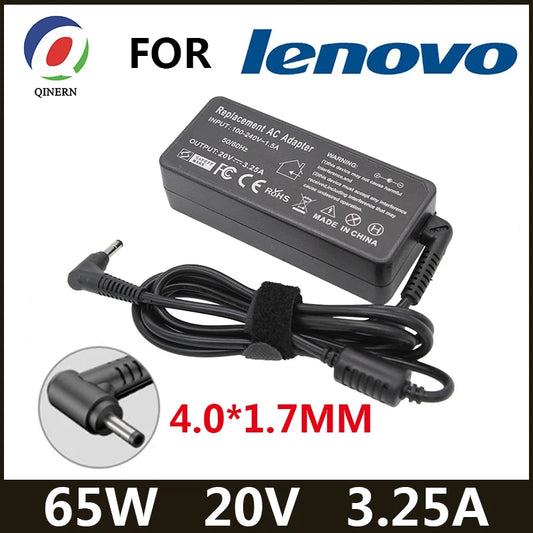 Lenovo Laptop Charger 20V 3.25A 65W — 4.0x1.7mm, IdeaPad, YOGA, Redmibook