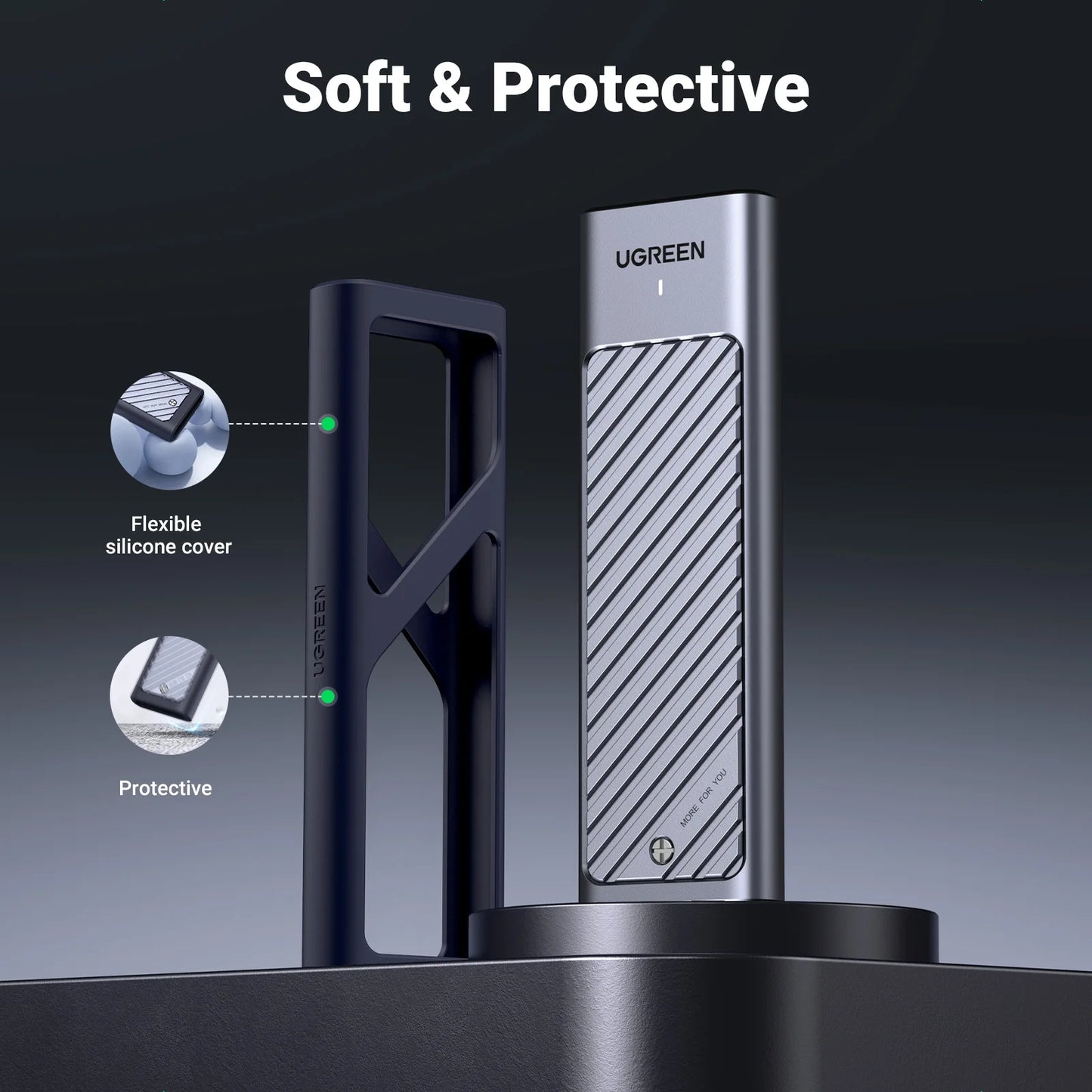 UGREEN M.2 NVMe SSD Enclosure – USB-C 3.2 Gen2 10Gbps Tool-Free External SSD Adapter