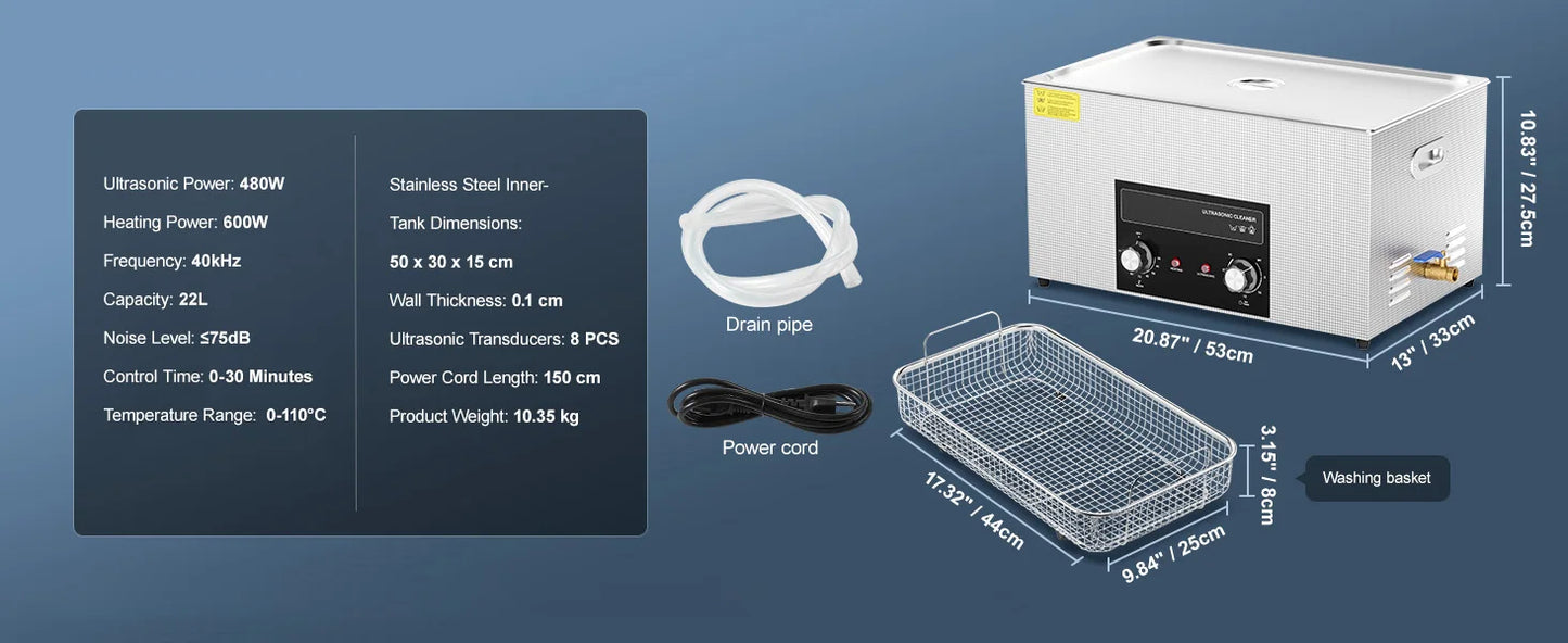 SucceBuy Ultrasonic Cleaner 2L–30L | Heater & Timer | Lab, Auto Parts, Jewelry