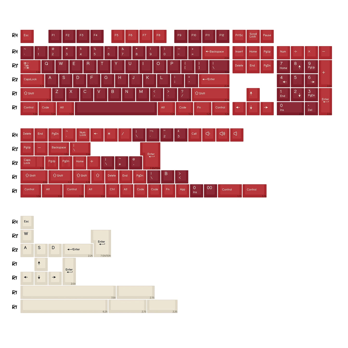 KBDiy Rome Set 174-Key Cherry Profile PBT Double Shot Keycaps – Jade Translucent for Mechanical Keyboards