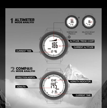 NORTH EDGE Military Smart Watch – Altimeter, Barometer, Thermometer, Compass, 50m Waterproof