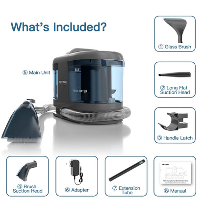 PrettyCare PC808 Cordless Carpet & Spot Vacuum Cleaner – 1.4m Hose, Wet Sprayer for Sofa & Car