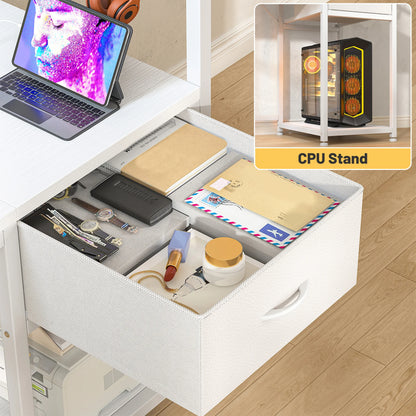 EnHomee 40" Gaming Desk with Power Outlets & RGB LED – Drawer, Storage Shelves & Monitor Stand