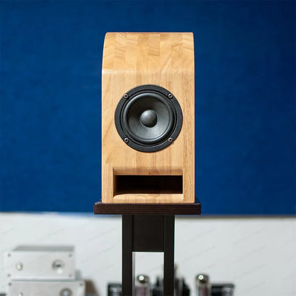 Personalized R.E.D. Nautilus speaker box with 3-inch solid wood bookshelf cabinet for DIY audio projects