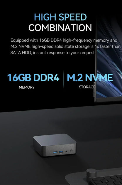 Erilles Mini PC Intel N150 – 16-32GB RAM, up to 2TB SSD, WiFi 6, BT 5.2, Windows 11 Pro