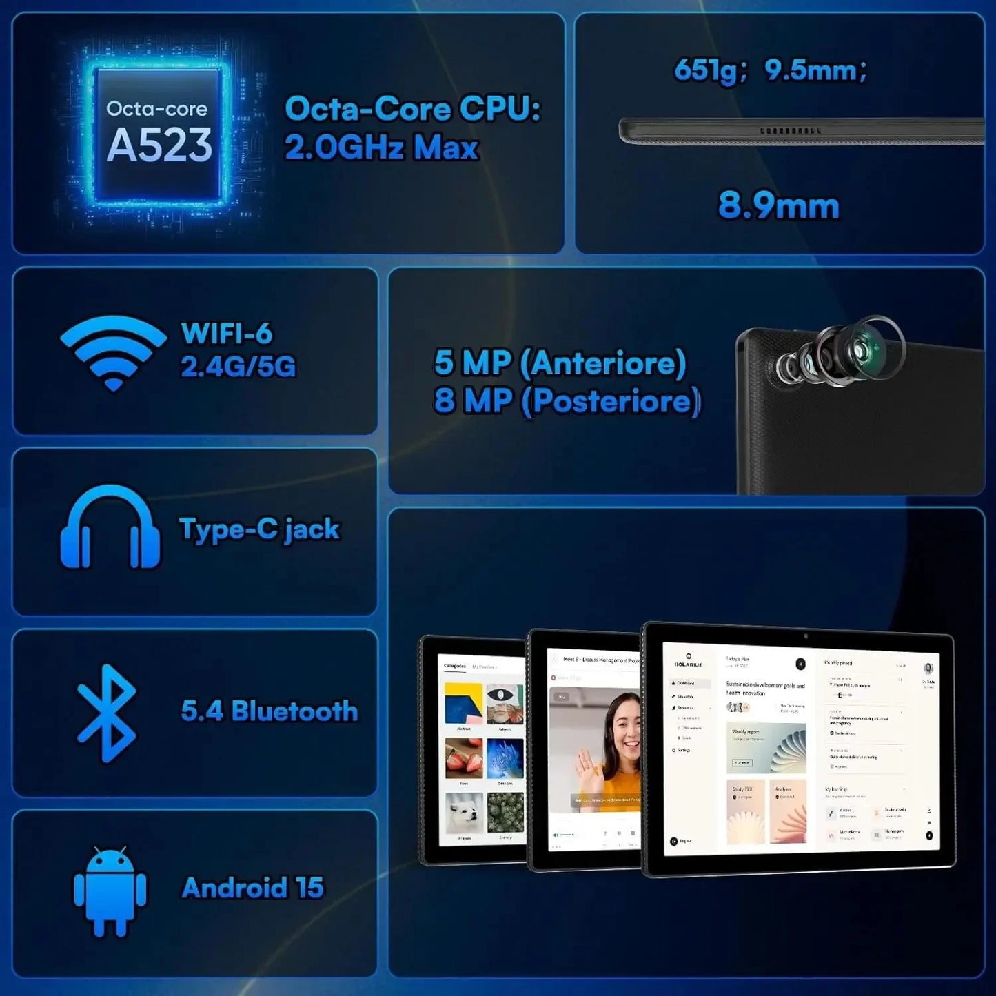 URAO Tablet 10" – Android 15, 20GB RAM, 64GB, 1280x800 IPS, WiFi 6, Widevine L1 + Keyboard Set