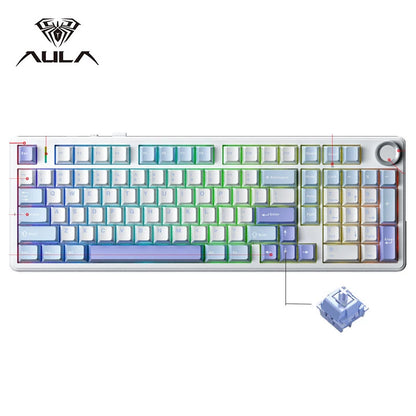 AULA F99 Pro 96% Gaming Mechanical Keyboard – Tri-Mode BT/2.4GHz/USB-C, Hot-Swap, 8000mAh, RGB, PBT Keycaps