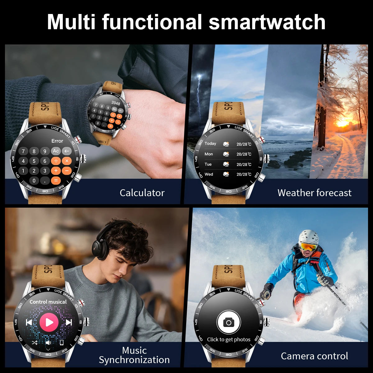 LIGE 2024 Rugged Military GPS Smart Watch – AMOLED HD, Heart Rate, BT Call, Waterproof