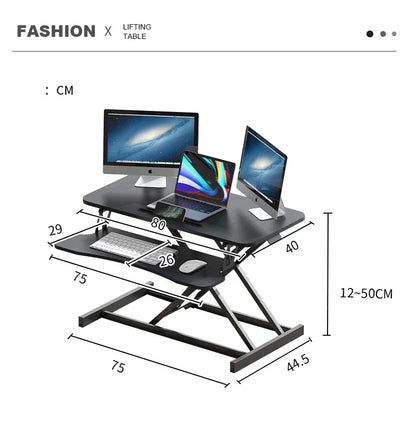 Height Adjustable Folding Standing Computer Desk with Keyboard Tray for Home Office Gaming Lift Laptop Table Stand Workbench