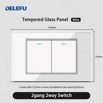 DELEFU Tempered Glass Wall Socket with USB-C Fast Charging – Schuko/Italy