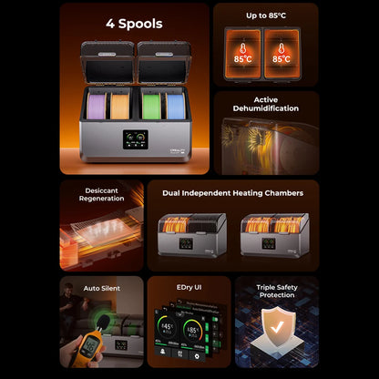 Creality Space Pi X4 Filament Dryer – Dual Chamber, Active Dehumidification
