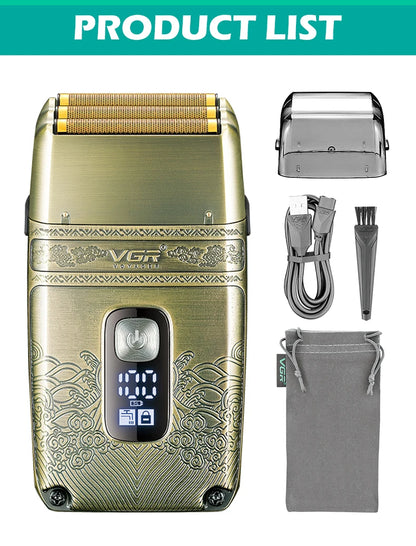 VGR V-335 Professional Foil Shaver – Triple Titanium Blade, LED, IPX6, 80min, USB