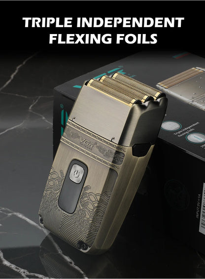 VGR V-335 Professional Foil Shaver – Triple Titanium Blade, LED, IPX6, 80min, USB