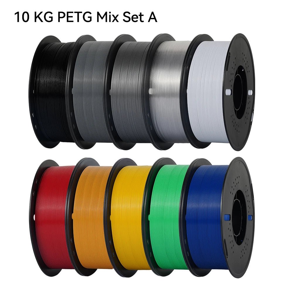 KINGROON 3D Printer Filament – 10 Rolls 1.75mm PLA / PETG, 1KG Each, Mix Colors, 22LBS Total
