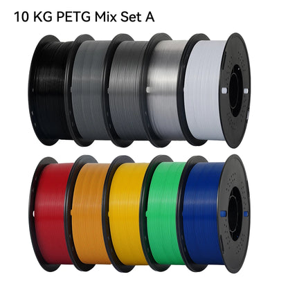 KINGROON 3D Printer Filament – 10 Rolls 1.75mm PLA / PETG, 1KG Each, Mix Colors, 22LBS Total