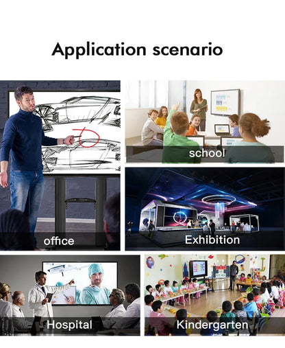 TouchWo interactive whiteboard display, 32-65 inch smart touchscreen monitor by R.E.D. Shopping, showing vibrant digital interface.